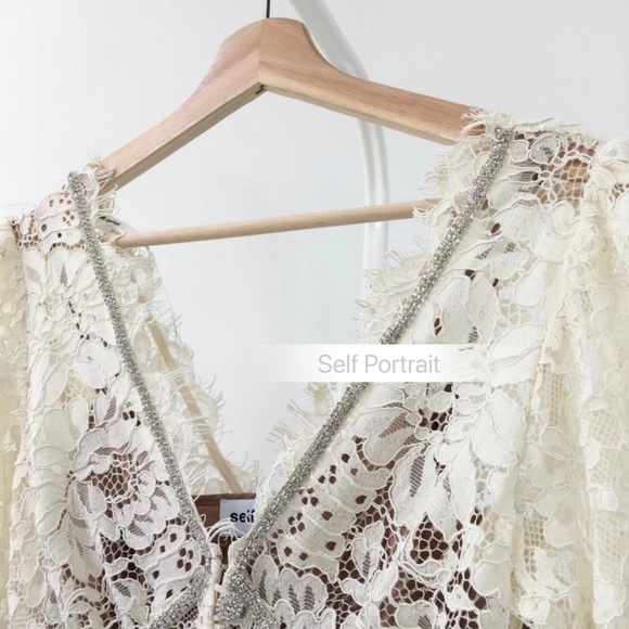 Self Portrait Camellia dress crystal lace UK8 - Picture 9 of 16